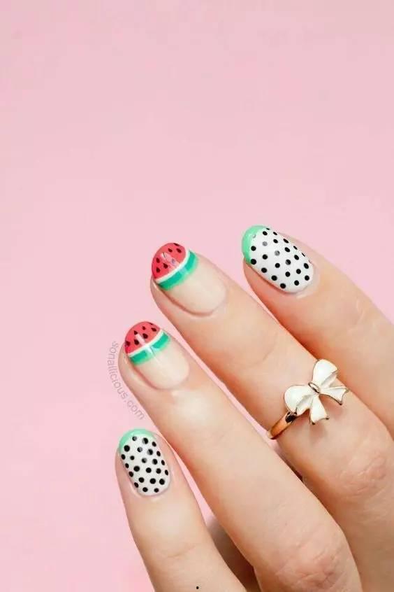 美甲彩绘吃瓜,指尖上的吃瓜艺术之旅